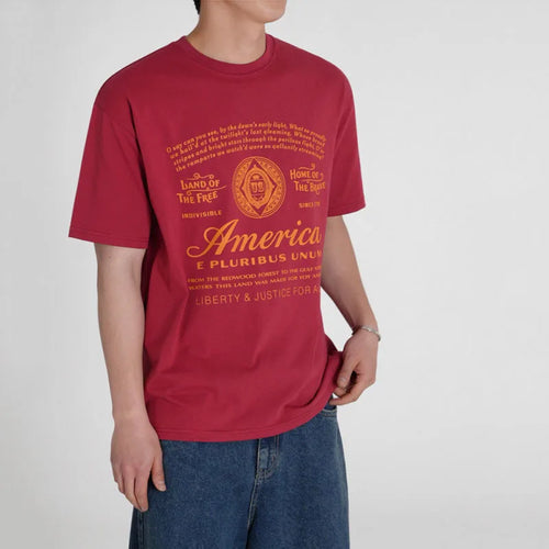 Load image into Gallery viewer, Letter Printed Men's Short Sleeve T-shirts New Summer Round Neck Design Loose Handsome Trendy T-shirt Male Top 9W1630
