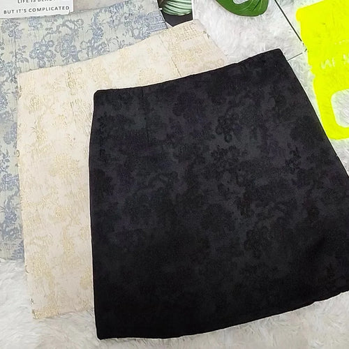 Load image into Gallery viewer, Summer Blue Chinese Jacquard Women's Half Skirts New Fashion Black Wrap Hip Slim High Waist Streetwear Beige Japanese Clothing
