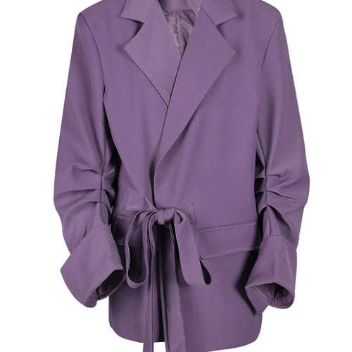 Load image into Gallery viewer, Purple Pleated Blazer Wide Leg Pants Two Piece Suit New Lapel Long Sleeve Women Fashion Tide Spring Autumn 2025 CPG2785
