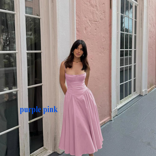 Load image into Gallery viewer, Elegant Spaghetti Strap Midi Dress Slim A Line Party Dresses Navy Blue Casual Birthday Holiday Dress Women's clothing
