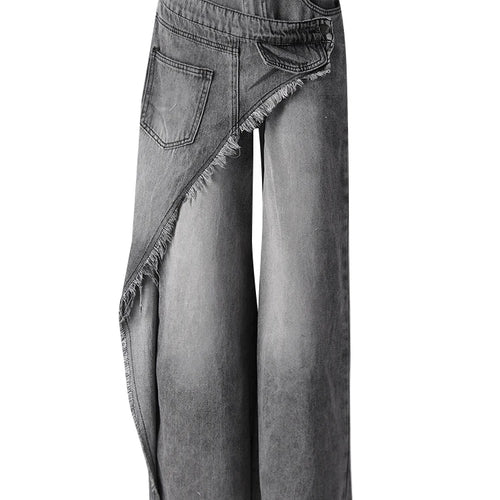 Load image into Gallery viewer, High Waist Light Gray Irregular Burr Denim Wide Leg Jeans New Women Trousers Fashion Tide Spring Autumn 2025 CPG3158
