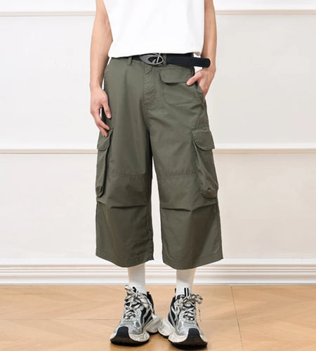 Men's Cargo Shorts New American Style Washed Wide Leg Stylish Multi Pockets Design Straight Male Clothing Summer 9W2031