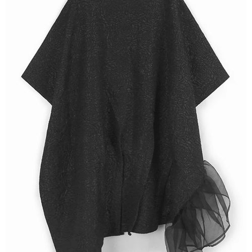 Load image into Gallery viewer, Women Black Three-dimensional Flower Big Size Midi Dress New Round Neck Half Sleeve Fashion Spring Autumn 2025  1DJ1104
