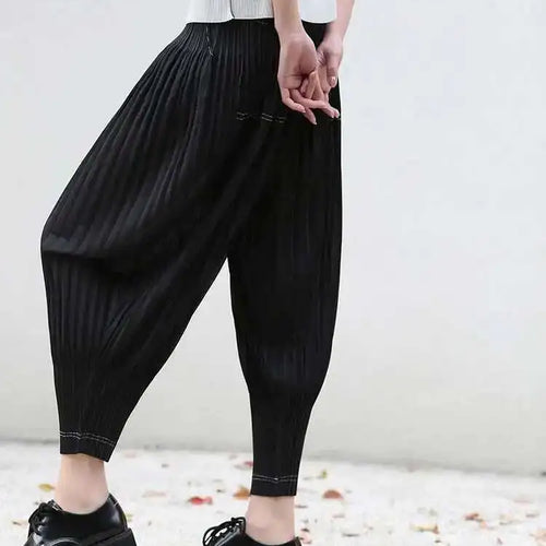 Load image into Gallery viewer, High Elastic Waist Black Pleate Long Harem Pants New Loose Fit Trousers Women Fashion Tide Spring Autumn 2025 1DF7971
