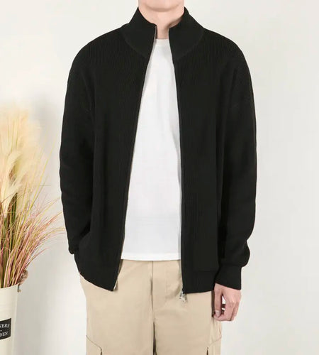 Men's Spring Sweater Jacket  Knitted Summer British Style Zipper Cardigan Sweaters Loose Casual Stand Collar Jackets 9W1208