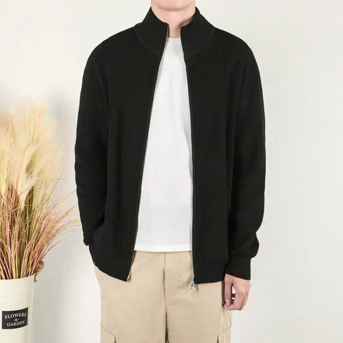 Load image into Gallery viewer, Men's Spring Sweater Jacket  Knitted Summer British Style Zipper Cardigan Sweaters Loose Casual Stand Collar Jackets 9W1208
