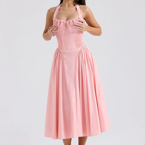 Load image into Gallery viewer, Elegant A Line Midi Dress 2024 New Arrivals Halter Sexy Holiday Party Dresses Summer Women's Clothing Wholesale
