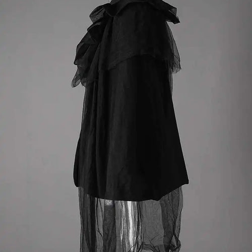 Load image into Gallery viewer, Women Black Irregular Mesh Ruffles Big Size Blazer New Lapel Long Sleeve Jacket Fashion Tide Spring Autumn 2025 CP3519
