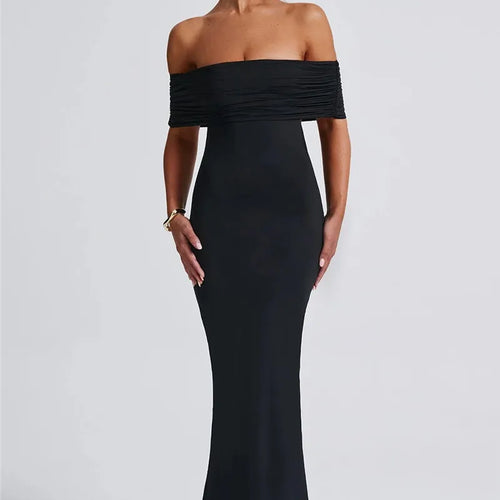 Load image into Gallery viewer, Strapless Backless Sexy Maxi Dress For Women Black Solid Off-shoulder Sleeveless Bodycon Club Party Long Dress Elegant
