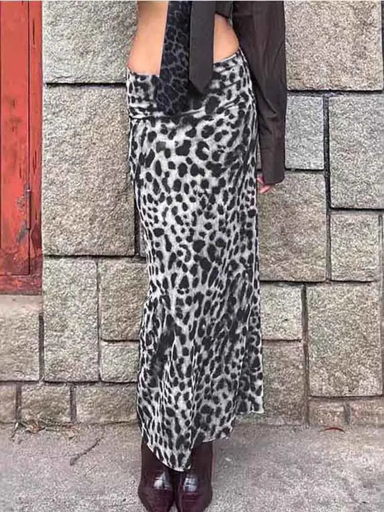 Sexy Elegant Leopard Printed Midi Skirt Women Fashion Dress Lady Clothes Summer Office Party Club Streetwear Wholesale