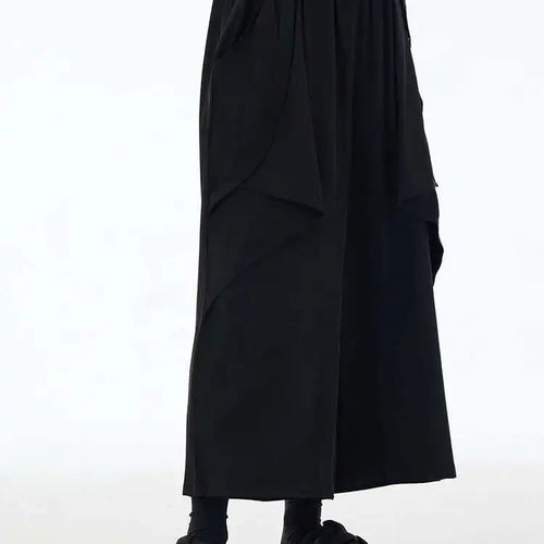 Load image into Gallery viewer, High Elastic Waist Black Irregular Pleated Long Wide Leg Pants New Trousers Women Fashion Tide Spring Autumn 2025 1DH6134
