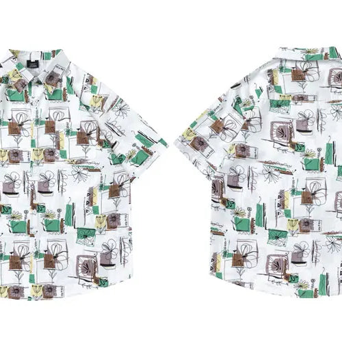 Load image into Gallery viewer, Summer Hawaiian Shirt Harajuku Graffiti Graphic Printed Button Up Beach Blouse Men Hip Hop Casual Baggy Short Sleeve Shirts Tops
