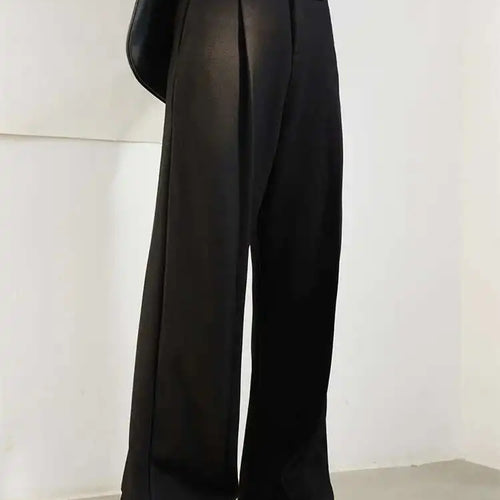 Load image into Gallery viewer, Wide Leg Pants Big Size Two Piece Suit New Round Neck Long Sleeve Black Loose Fit Women Fashion Spring Autumn 2025 1DF7084
