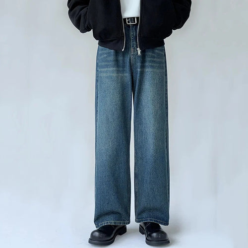 Load image into Gallery viewer, Men's Jeans New American High Street Washed Denim Pants Male Loose Solid Color Casual Fanshion Straight Leg Trousers 9W1428
