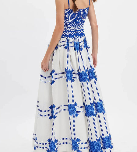 Hit Color Printing Slimming Dresses For Women Square Neck Sleeveless High Waist Temperament Long Dress Female New