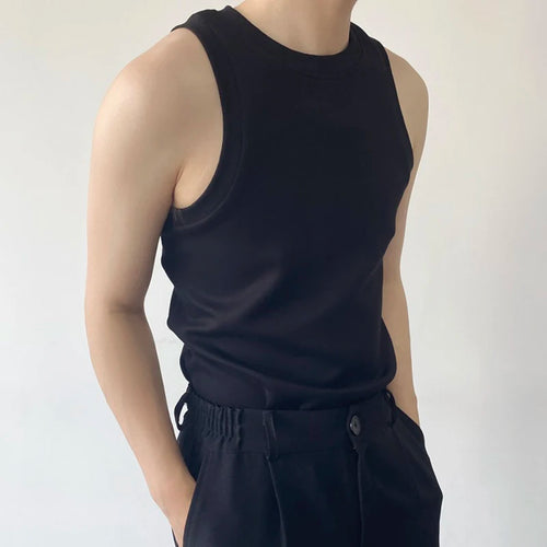 Load image into Gallery viewer, Summer Tight Fitting Vest Male Round Neck Sleeveless Tank Top Men&#39;s Clothing Fashion Solid Color Casual 9C5329
