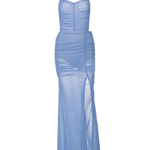 Load image into Gallery viewer, Sexy Spaghetti Strap Mesh Double Layer Dress For Women 2024 Autumn Strap Open Back Party Holiday Beach Evening Dress
