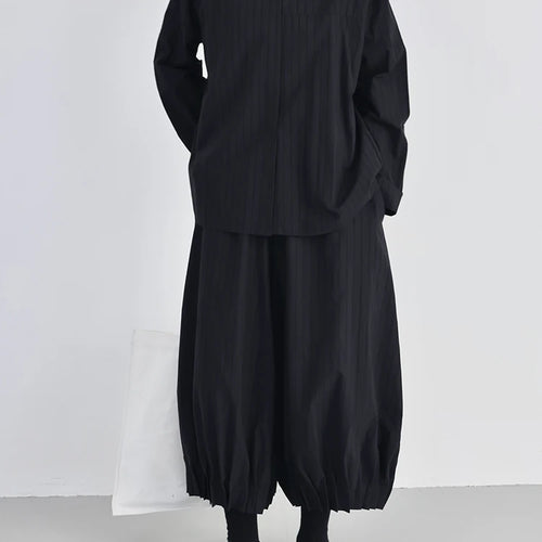 Load image into Gallery viewer, High Elastic Waist Black Striped Pleated Wide Leg Bud Pants New Trousers Women Fashion Tide Spring Autumn 2025 1DJ0832
