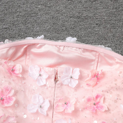 Load image into Gallery viewer, Women Three-dimensional Flower Rhinestones Mini Strapless Dress New Sleeveless Fashion Tide Spring Autumn 2025 CPG2978
