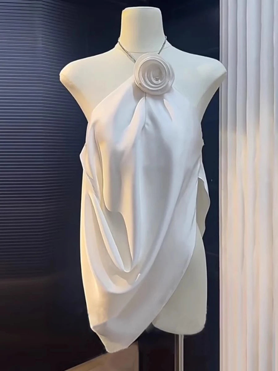 Solid Spliced Appliques Slimming Vests For Women Halter Sleeveless Loose Temperament Vest Female Fashion Style New