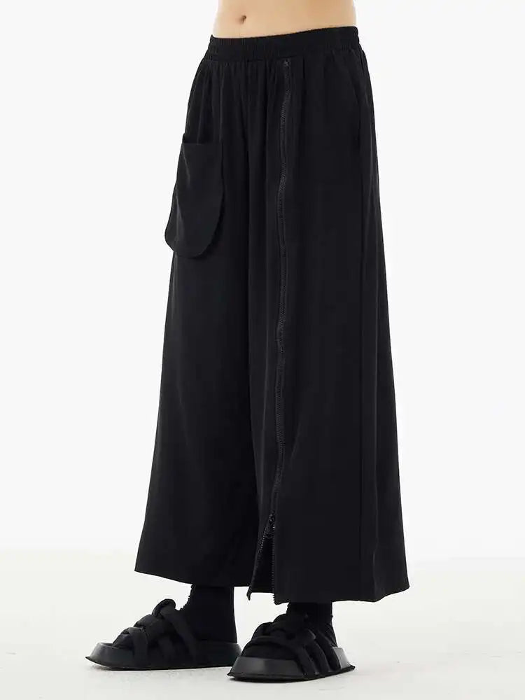 High Elastic Waist Army Green Zipper Slit Long Wide Leg Pants New Trousers Women Fashion Tide Spring Autumn 2025 1DH5683