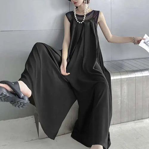 Load image into Gallery viewer, Women Black Mesh Perspective Pleated Big Size Elegant Dress New Round Neck Sleeveless Fashion Spring Summer 2025  1DH5841
