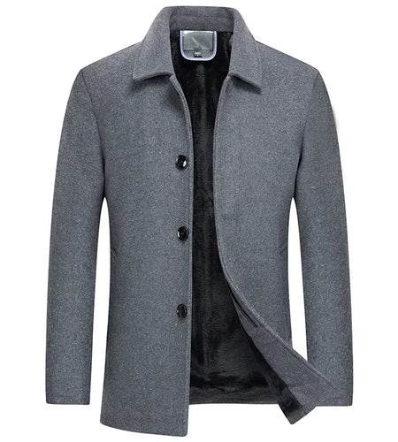 Jackets Business Casual Fleece Liner Woolen Autumn Winter Men Wool Jacket Slim Fit Thick Warm Trench Jackets Mens Brand Outwears