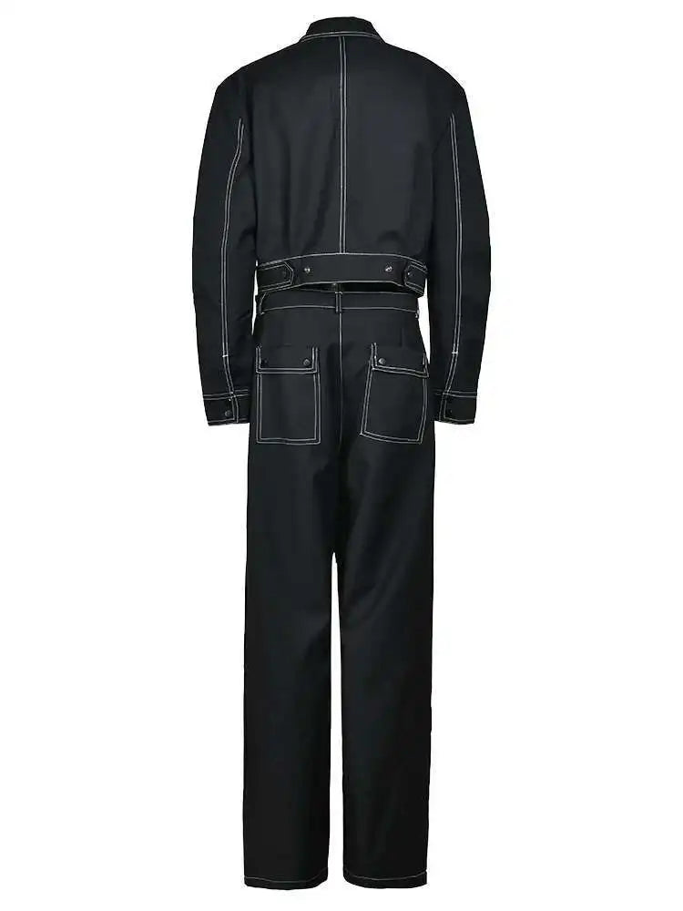 Black Jacket Big Size Wide Leg Pants Two Piece Suit New Lapel Long Sleeve Women Fashion Tide Spring Autumn 2025  CPG0425