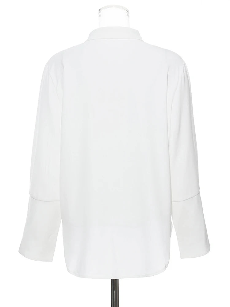 Women Black Bandage Vest Two Piece Blouse New Lapel Long Sleeve Loose Fit Shirt Fashion Tide Spring Autumn 2025 JR675