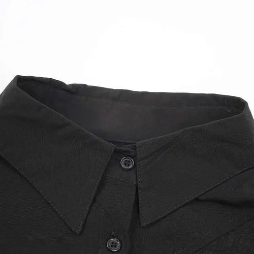 Load image into Gallery viewer, Women Black Pleated Pocket Big Size Casual Blouse New Lapel Long Sleeve Shirt Fashion Tide Spring Autumn 2025 CPG1905
