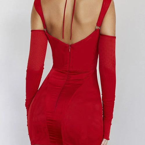 Load image into Gallery viewer, Sexy Hollow Out Backless Mini Dress For Women Elegant Spaghetti Strap Bodycon Party Short Dresses Vestido Clubwear
