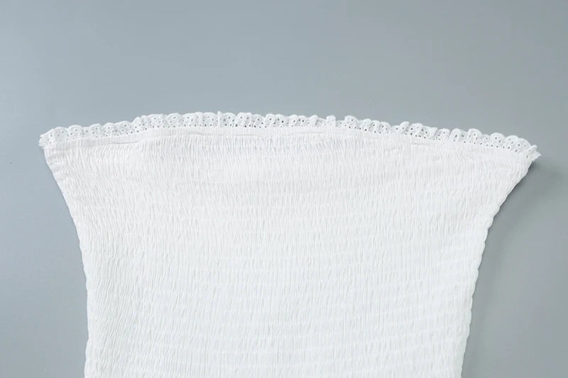 Off-shoulder Strapless A-line Sexy Mini Dress For Women Fashion Lace Sleeveless Backless High Waist Club Party Dress