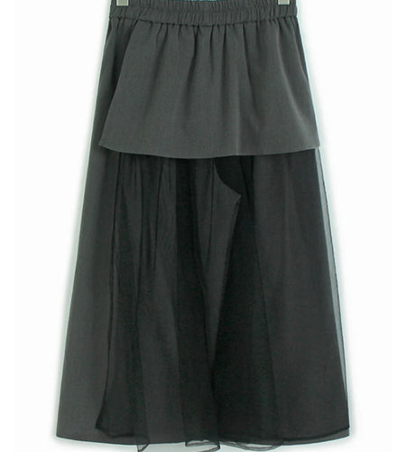 High Elastic Waist Gray Irregular Mesh Spliced Wide Leg Pants New Trousers Women Fashion Tide Spring Autumn 2025 1DJ1324