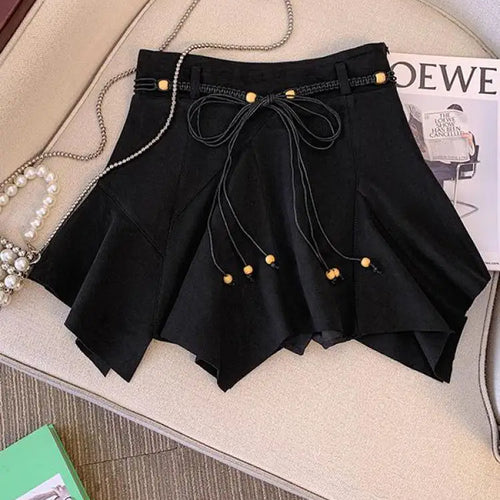 Load image into Gallery viewer, Autumn Winter Black Leather Pleated Mini Skirt Retro Woman 2024 Brown High Waist Sexy Club Bandage Irregular Short Pu Skirt Chic

