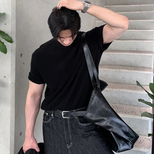 Load image into Gallery viewer, Korean Style Men&#39;s T-shirts Casual Kintting Round Collar Short Sleeve Male Loose Tops Simple Summer Menwear 9C6659
