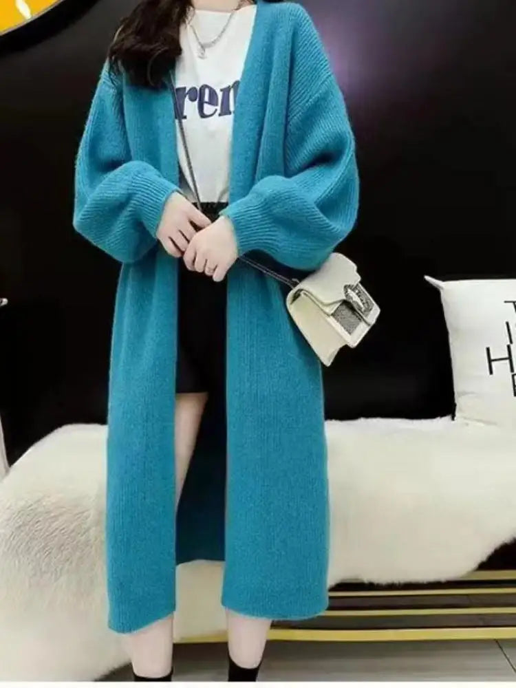 Autumn Winter Korean Fashion 2024 New Solid Elegant Long Sleeves Crochet Sweater Women V Neck Cardigan Knitting Tops Simplicity