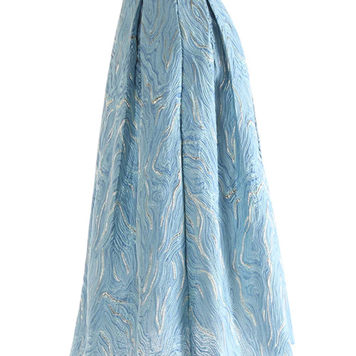 Load image into Gallery viewer, High Elastic Waist Blue Jacquard Textured Pleated A-line Half-body Skirt Women Fashion Tide New Spring Autumn 2025 1DJ1141
