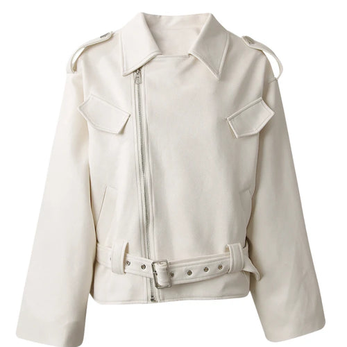 Load image into Gallery viewer, Beige Suede Belted Big Size Casual Jacket New Lapel Long Sleeve Women Coat Fashion Tide Spring Autumn 2025 1DH9701
