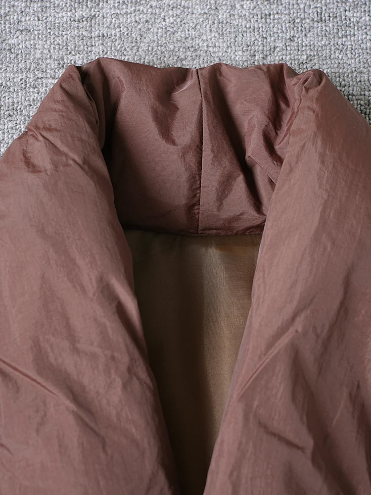 Brown Belted Big Size Keep Warm Cotton-padded Coat Long Sleeve Women Parkas Fashion Tide New Autumn Winter 2025 2Z2885