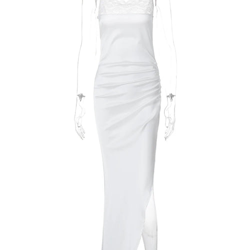 Load image into Gallery viewer, Stain Slips Patchwork Mesh Backless Draped Slit Elegant Sexy Slim Maxi Dress Spring Women Outfits Birthday Vacation Y2K
