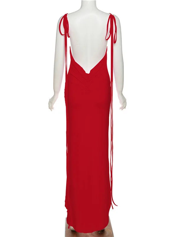 Elegant Sleeveless Summer 2024 New Women Fashion Strap Sexy Open Back Slim Wrap Hip Dress Slim Fit Party Evening Dress