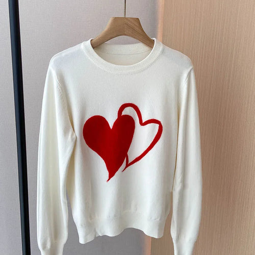 Load image into Gallery viewer, Womens Knitted Sweaters Heart Embroidery Harajuku Casual Pullover Jumpers Streetwear Autumn Y2K Clothes C-235
