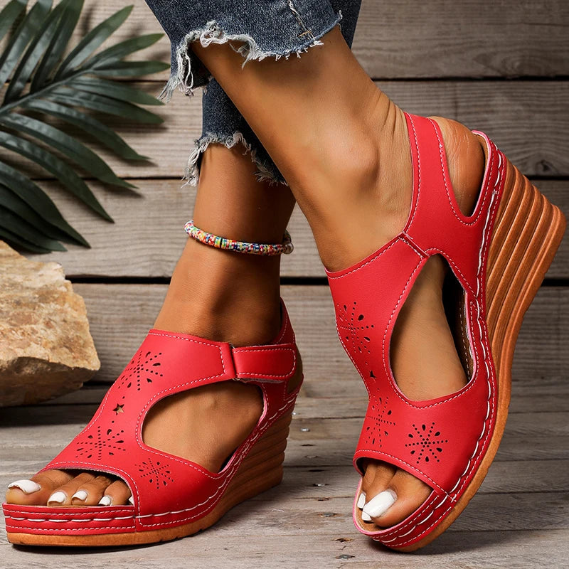 Women's Sandals Women Wedges Heels Sandals Summer Shoes Woman 2025 New Heeled Sandalias Mujer Luxury Summer Footwear Female