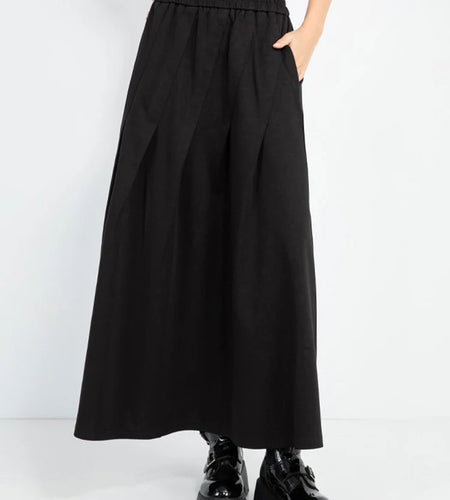 High Elastic Waist Black Brief Pleated Spliced A-line Half-body Skirt Women Fashion Tide New Spring Autumn 2025 1DJ0965