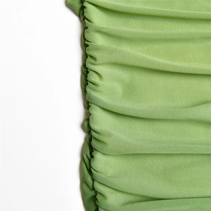 Mozision Hollow Out Backless Ruched Maxi Dress For Women Mesh Elegant Spaghetti Strap Sleeveless Bodycon Party Long Dress