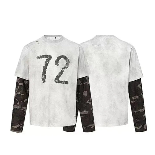 Load image into Gallery viewer, Men&#39;s Long Sleeve T-shirts American Digital Printing Fake Two-pieced Male Design Pullover Handsome Menwear 9W1471
