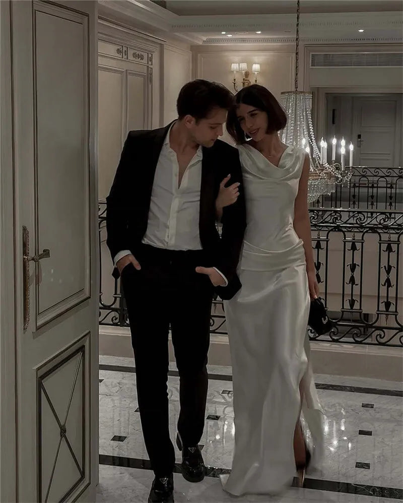 Satin Backless Sexy Maxi Dress For Women Elegant Rose Thigh High Split Beach Holiday Long Dress Gorgeous Club Gown