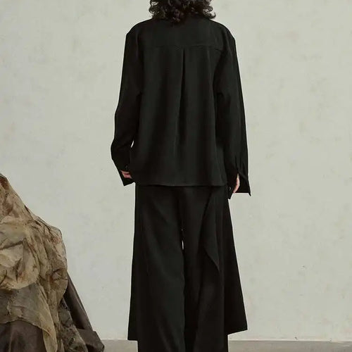 Load image into Gallery viewer, Big Size T-shirt Wide Leg Pants Two Piece Suit New Turtleneck Long Sleeve Women Fashion Tide Spring Autumn 2025 1DH4984
