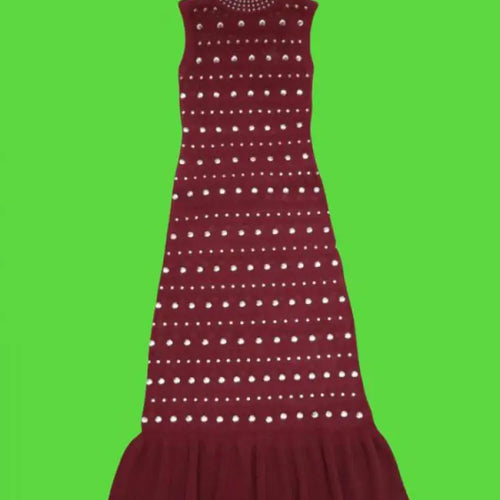 Load image into Gallery viewer, Black Diamond Sleeveless Ruffle Edge Knitted Dress Women's Summer Red Elegant Round Neck Office Slim Wrap Hip Long Dress Popular
