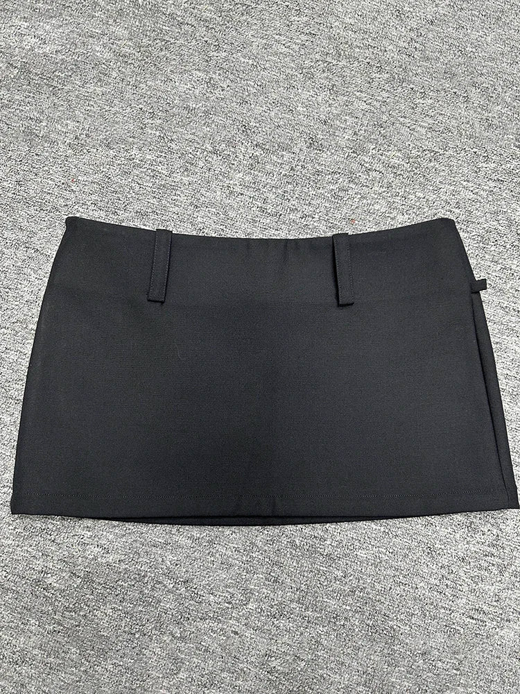 Solid Temperament Skirts For Women High Waist Patchwork Pockets Solid Minimalist Summer Mini Skirt Female Clothing